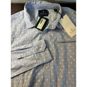Scotch & Soda Allover-Print Camp Shirt Men's Navy Combo Collared Long  Sleeve Xl